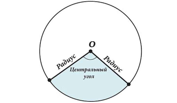 Чертеж центрального угла окружности