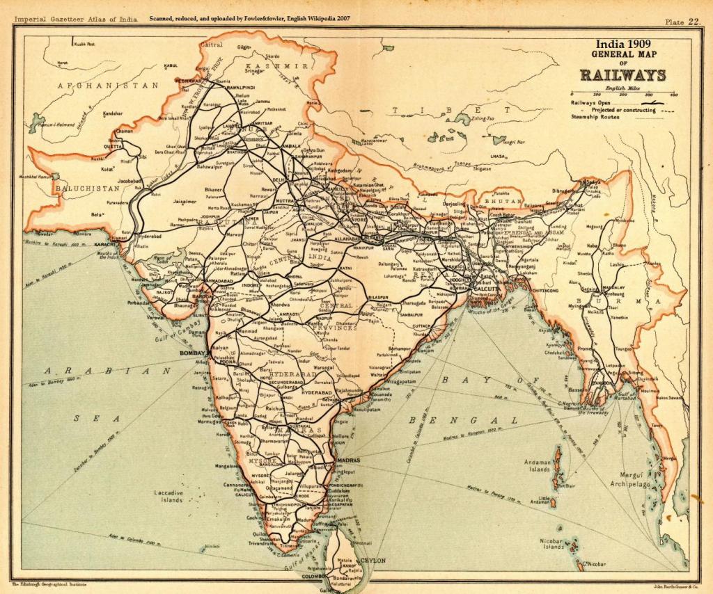 Карта британской индии 1914