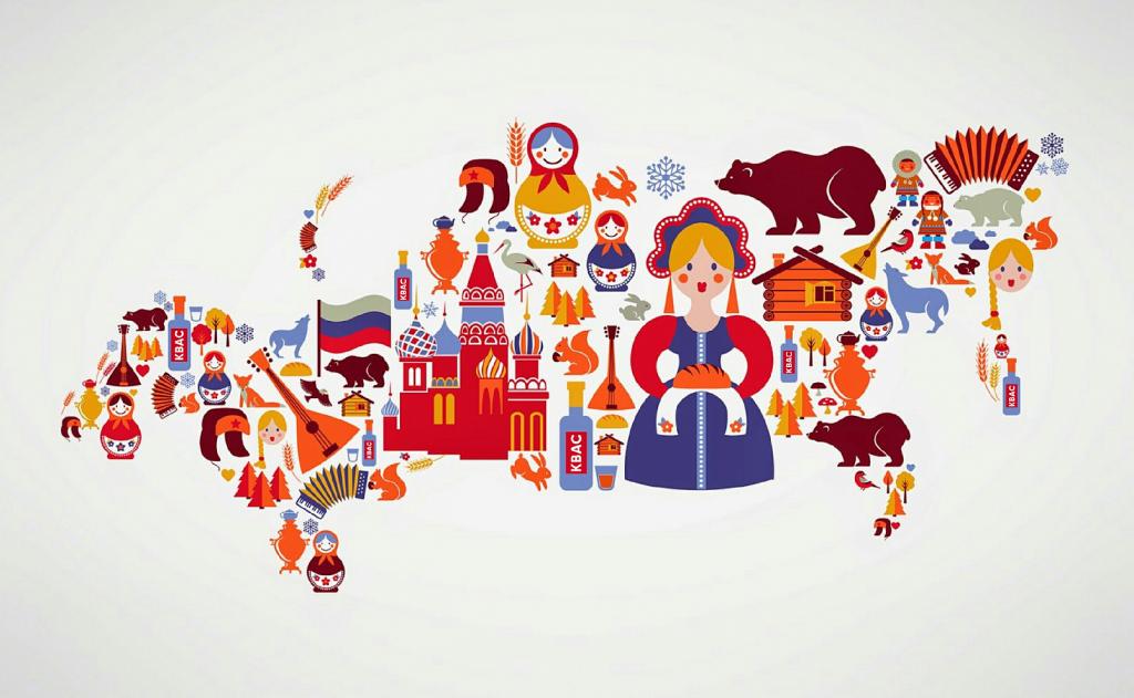 России с разнообразной региональной символикой