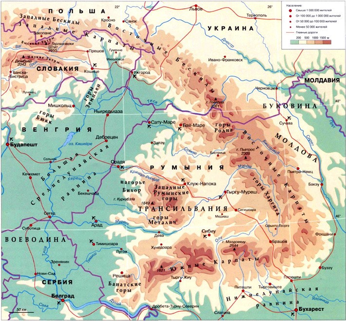 карпаты на карте