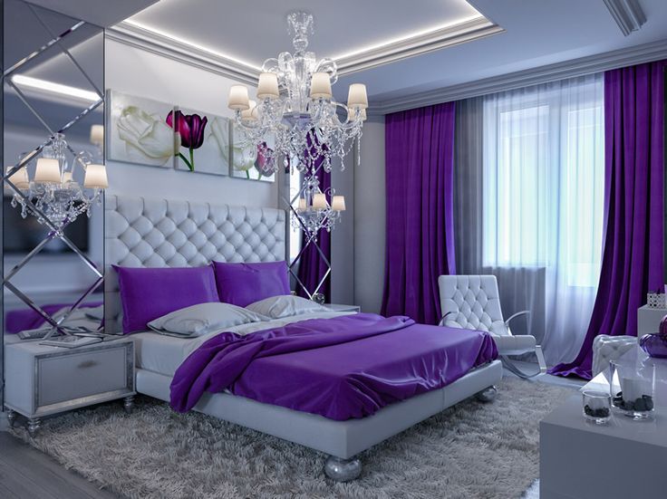 Фиолетовые обои в спальне: интересные варианты, комбинирование и удачные примеры с фото