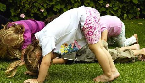 morning gymnastics in the garden