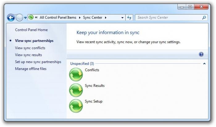 Центр синхронизации windows 7 отключить