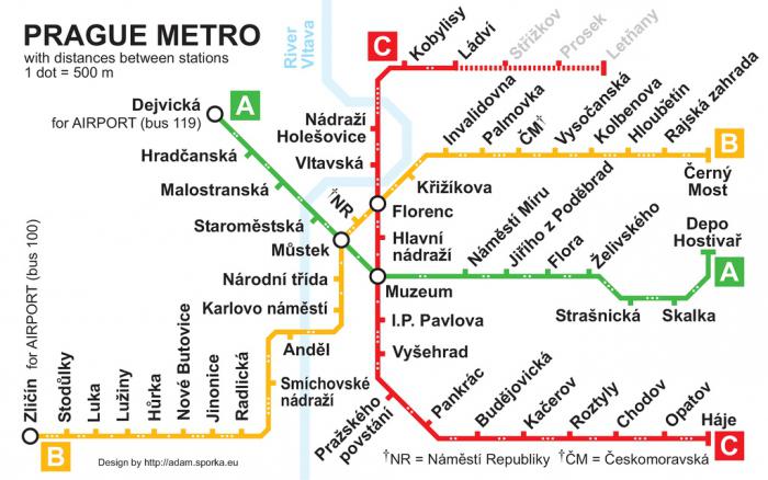 прага метро схема 