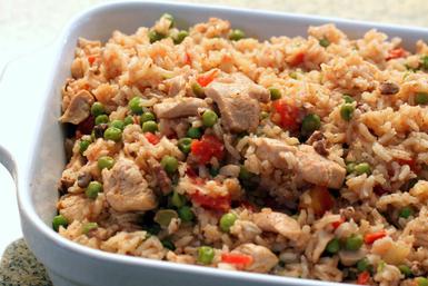 turkey pilaf in a pan