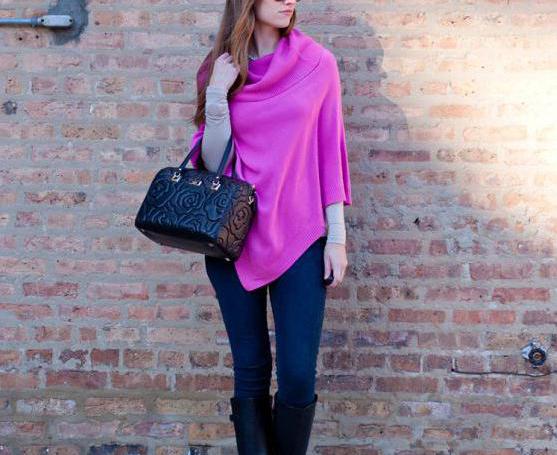 pink poncho with what to wear