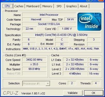 процессор intel core i3 4330