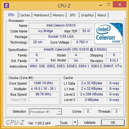 процессор intel celeron g1610 характеристики
