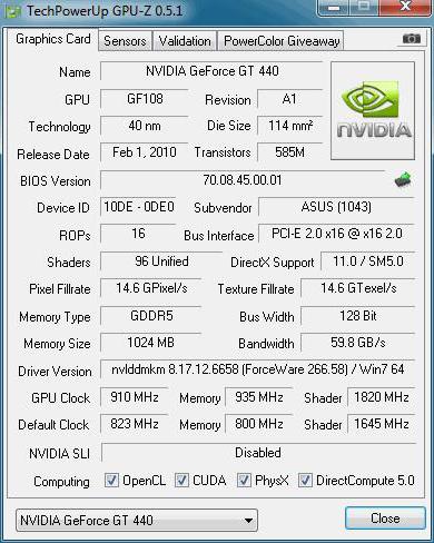 nvidia geforce gt 440 asus video card feature