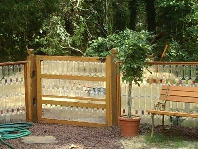 Fence made of plastic bottles.