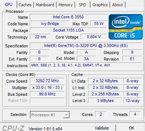 Процессор Core i5-3550