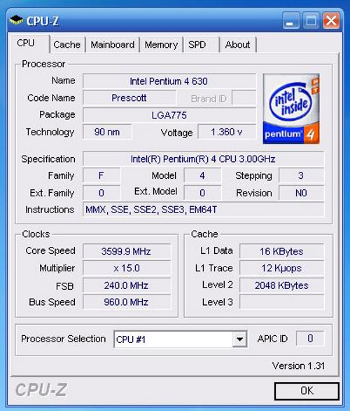 Intel pentium 4 630 sl7z9 характеристики