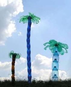 Plastic bottle palm leaves