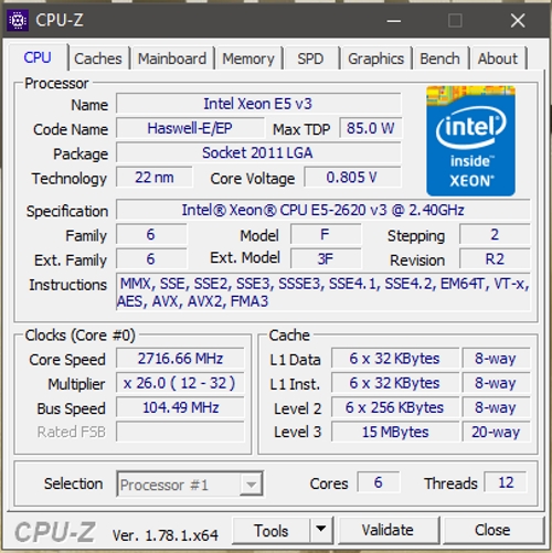 Характеристики Xeon E5-2620