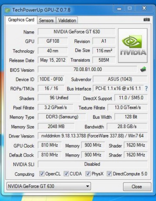 How to quickly overclock a NVidia GeForce GT 630 graphics card?