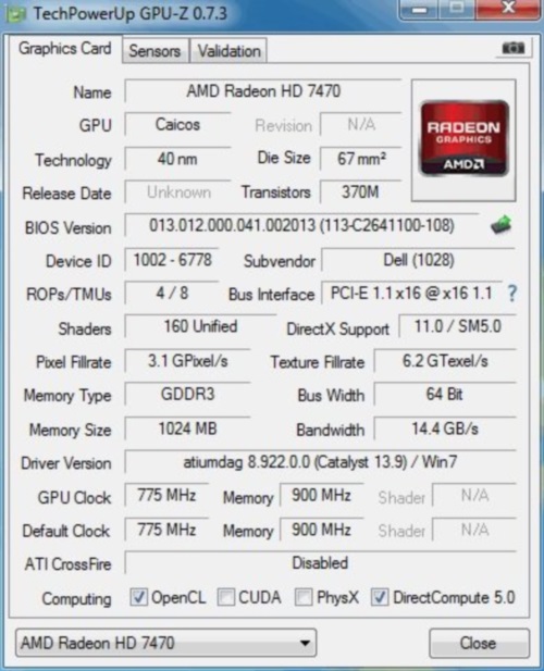 Характеристики AMD Radeon HD 7470