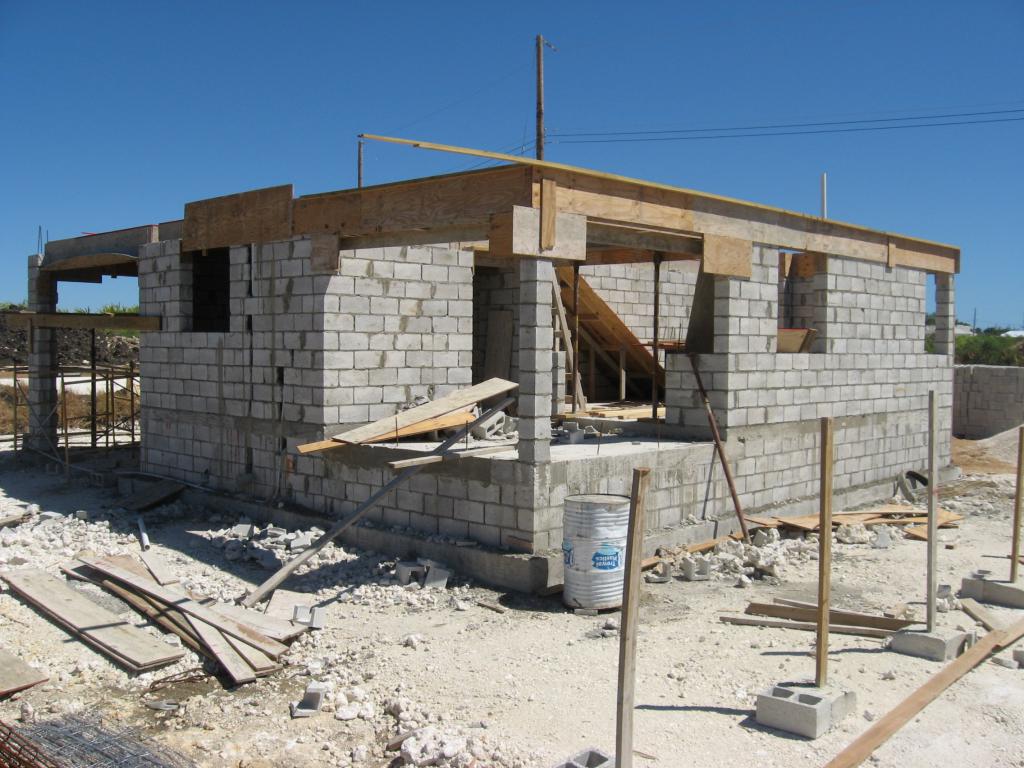 Walls of cinder block house