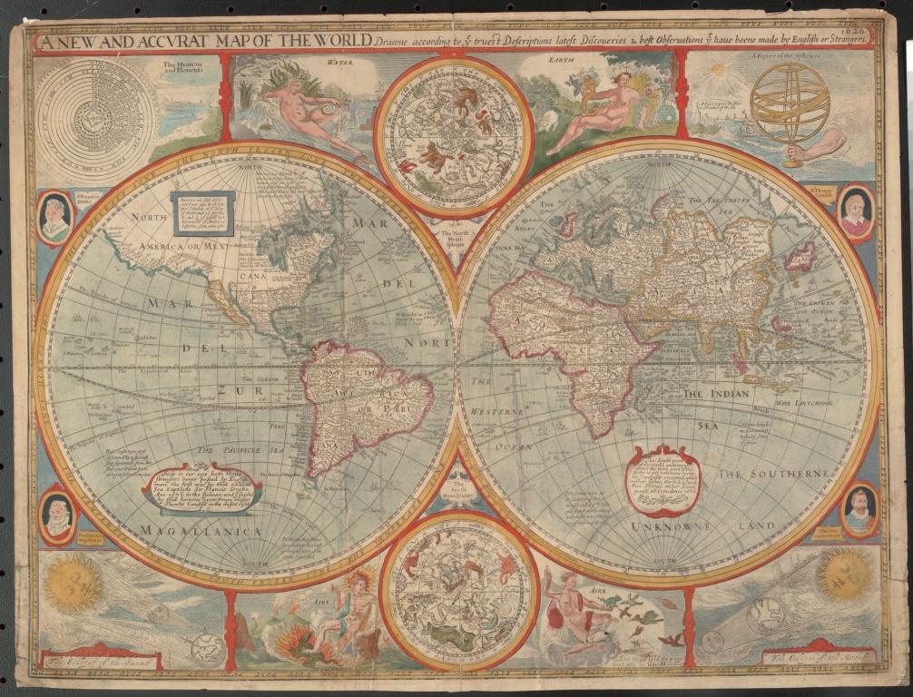 World map dated 1626 year.