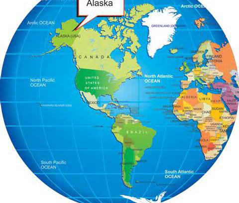 где находится на карте мира аляска