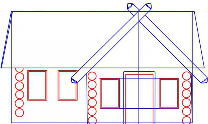как нарисовать избу поэтапно 