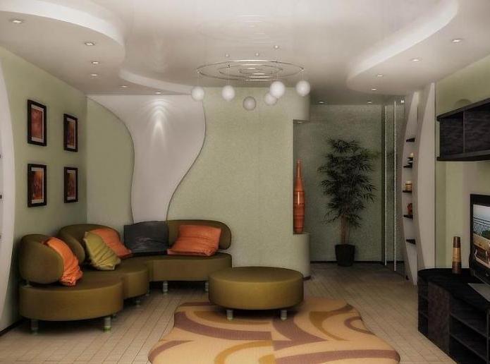 Натяжные потолки варианты дизайна в гостиной