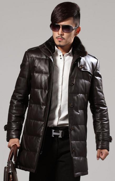 men's leather down jackets