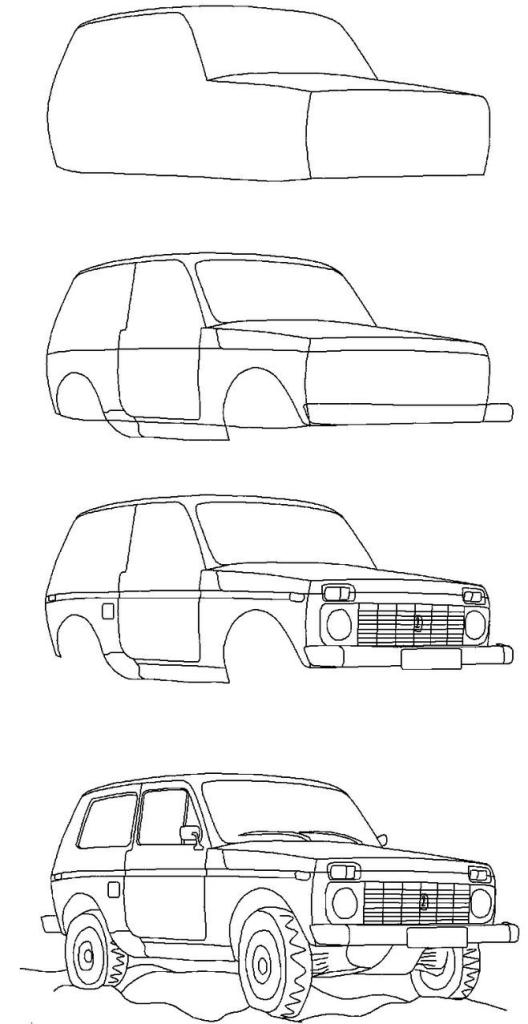 Рисунок жигулей (пошаговая инструкция)