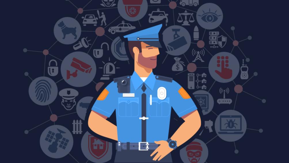 Полицейский в голубой форме