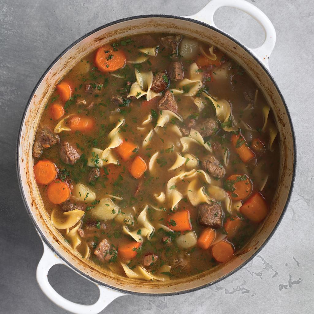 Thick soup with beef and noodles