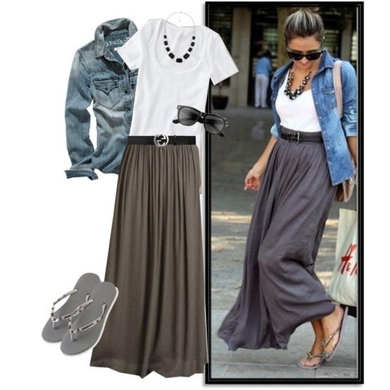 How to wear a long skirt