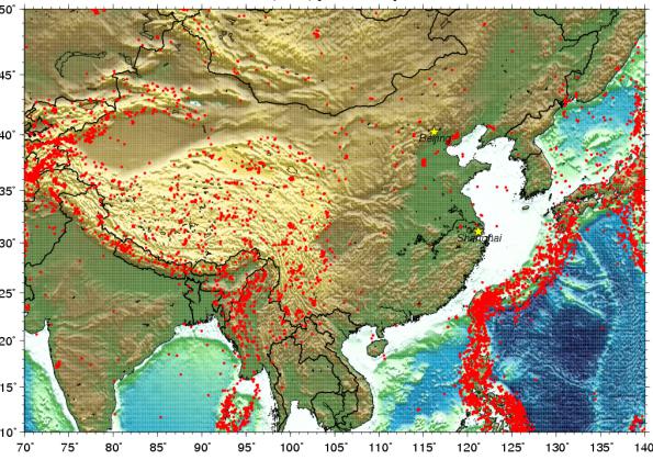 Китай землетрясение карта