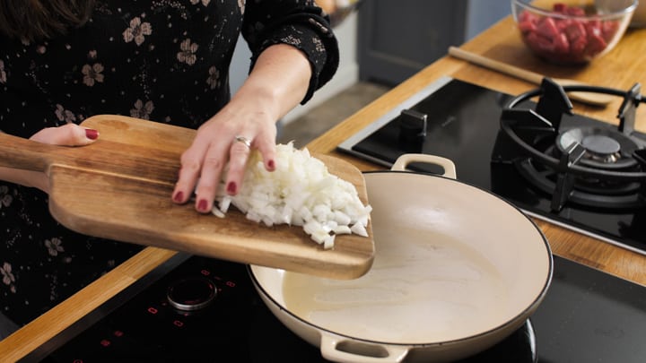 Cooking the filling for the pie