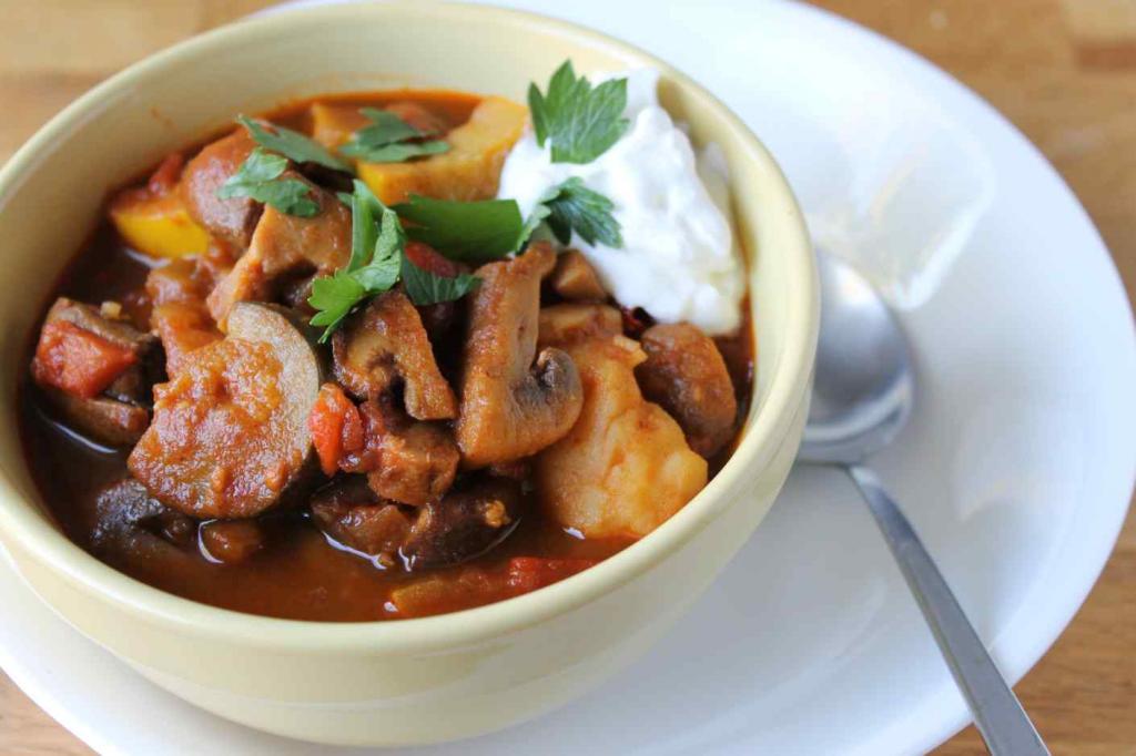 Appetizing mushroom goulash