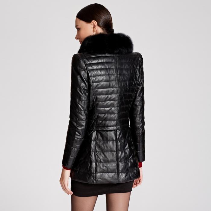 female down jacket with silver fox