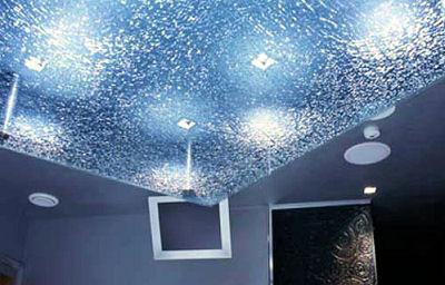 Подвесной стеклянный потолок с подсветкой 