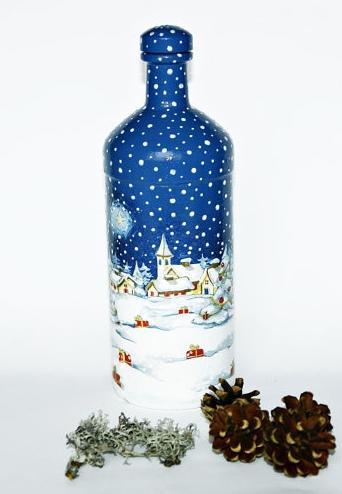 decoupage christmas bottles