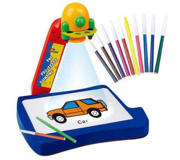 Board with a projector for drawing children