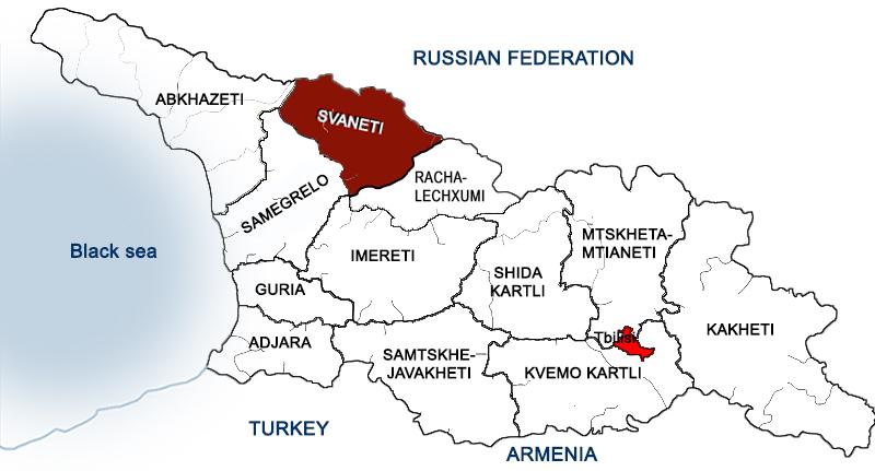 Сванетия на карте Грузии