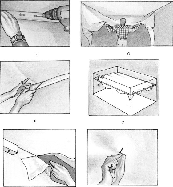 как сделать тканевый потолок своими руками