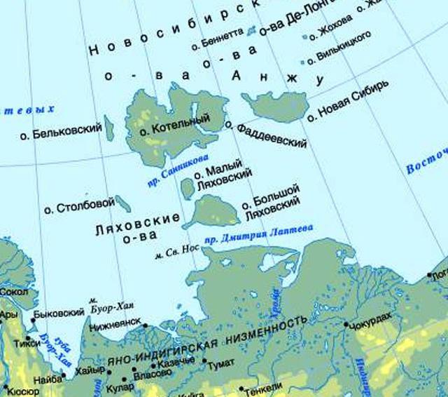 новосибирские острова на карте 