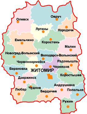 карта Житомирской области 