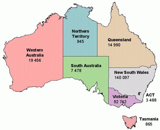плотность населения австралии