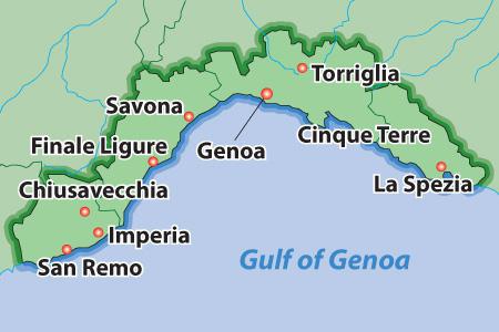 лигурийское побережье италии карта