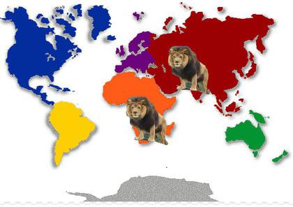 на каком континенте живет лев
