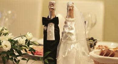 украшение бутылки шампанского на свадьбу