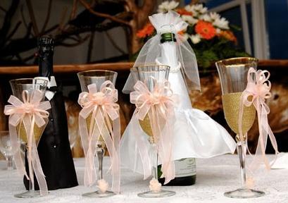оформление шампанского на свадьбу