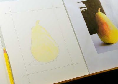 how to draw a pear in stages