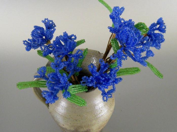 Bouquet of cornflowers from beads