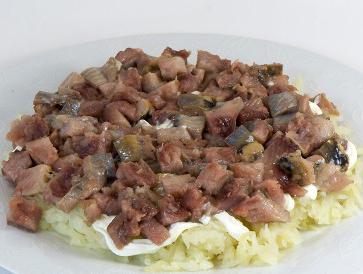 salad with herring and mushrooms