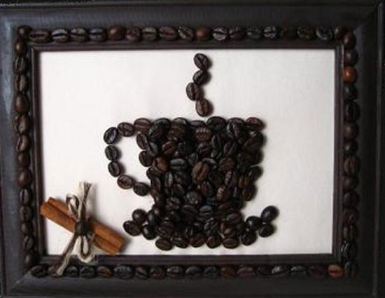 Картины из кофейных зерен и фасоли фото